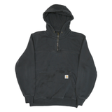 CARHARTT Mens Black ¼ Zip Hooded Sweatshirt M Cotton Blend Workwear