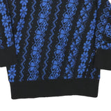 JOHN PHILIPS Womens Black & Blue Patterned Jumper Round Neck Basic Knit Size M