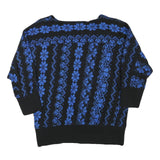 JOHN PHILIPS Womens Black & Blue Patterned Jumper Round Neck Basic Knit Size M