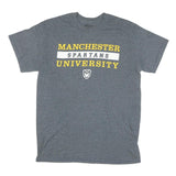 GILDAN Mens Grey Manchester Spartans University Graphic T-Shirt M Crew Neck