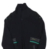 NAVIGARE Mens Black Wool Blend Jacket S Knit Zip Up Plain Stylish Casual