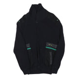 NAVIGARE Mens Black Wool Blend Jacket S Knit Zip Up Plain Stylish Casual