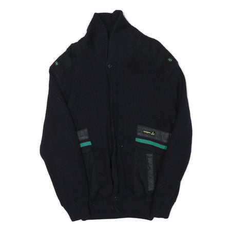 NAVIGARE Mens Black Wool Blend Jacket S Knit Zip Up Plain Stylish Casual