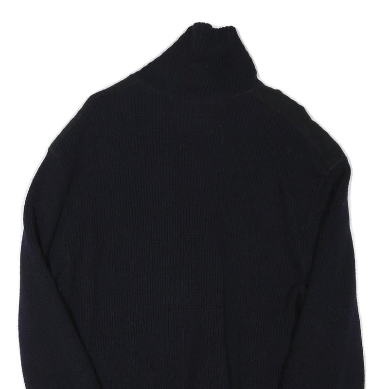 NAVIGARE Mens Black Wool Blend Jacket S Knit Zip Up Plain Stylish Casual