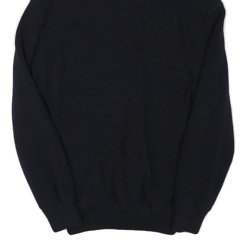 NAVIGARE Mens Black Wool Blend Jacket S Knit Zip Up Plain Stylish Casual