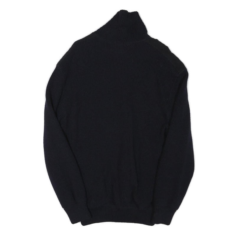 NAVIGARE Mens Black Wool Blend Jacket S Knit Zip Up Plain Stylish Casual