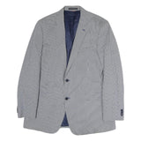 TOMMY HILFIGER Mens Grey & Blue Classic Jacket XL Cotton Woven Button Closure