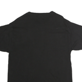 Mens Black Cotton Graphic T-Shirt L Short Sleeve Crew Neck Printed Sports