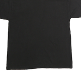 Mens Black Cotton Graphic T-Shirt L Short Sleeve Crew Neck Printed Sports