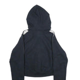 ELLESSE Womens Black White Logo Tape Full Zip Hoodie UK 6 Cropped Cotton Blend