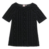 JUICY COUTURE Womens Black Velvet Patterned Day Dress Cotton Blend Half Sleeve S