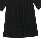 JUICY COUTURE Womens Black Velvet Patterned Day Dress Cotton Blend Half Sleeve S