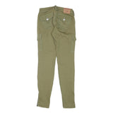 TRUE RELIGION Womens Cotton Blend Slim Cargo Trousers W25 L30 Olive Green Casual