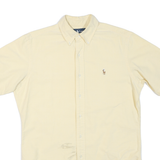 RALPH LAUREN Mens Cream Short Sleeve Cotton Blend Shirt S Classic Button Down