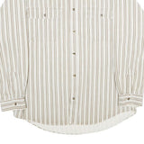 ZEPPELIN Mens Beige & White Striped Cotton Shirt L Casual Button Down Long
