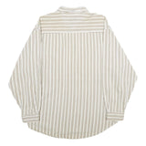 ZEPPELIN Mens Beige & White Striped Cotton Shirt L Casual Button Down Long