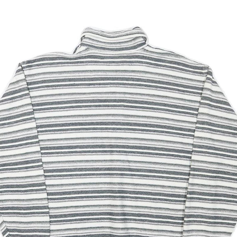 PICDOR Mens Grey & White Striped Collared M Cotton Blend Pullover Sweatshirt