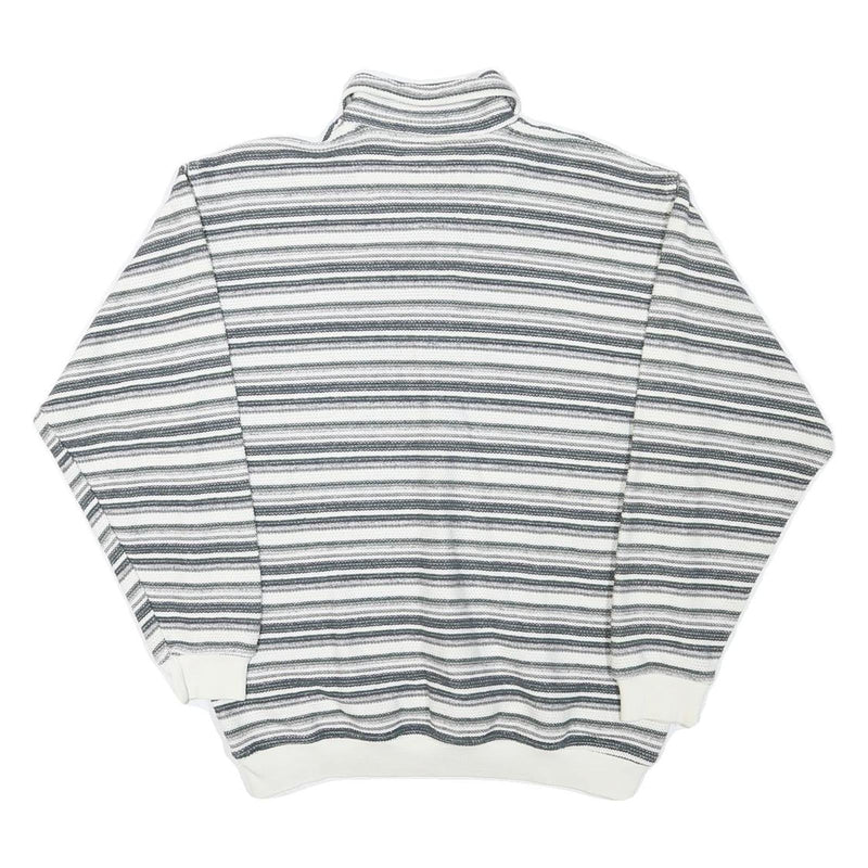 PICDOR Mens Grey & White Striped Collared M Cotton Blend Pullover Sweatshirt