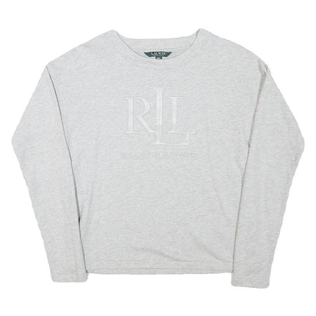 LAUREN RALPH LAUREN Womens Grey Embossed Logo Crew Neck XXS Sweatshirt Casual