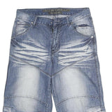 FLAG JEANS Mens Denim Shorts Blue L W32 Relaxed Fit Casual Faded Wash