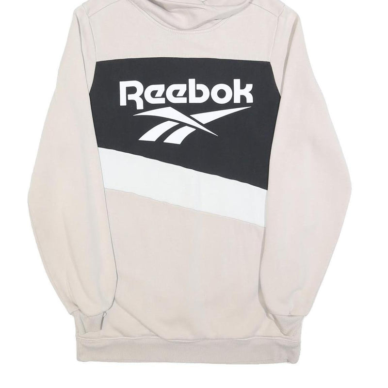 REEBOK Womens Cream Black & White Hoodie Cotton Blend Dress M Casual Sportswear