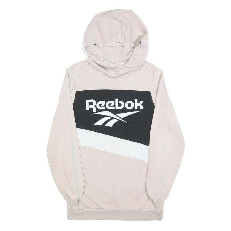REEBOK Womens Cream Black & White Hoodie Cotton Blend Dress M Casual Sportswear