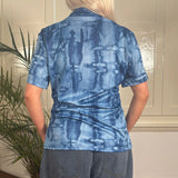 Yaz Gato Short Sleeve Shirt - Large Blue Polyester