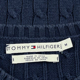 Tommy Hilfiger Cable Knit Sweater - Medium Navy Cotton