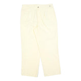 Womens Cotton Cream Regular Fit Straight Leg Trousers W32 L27 Classic Style Zip