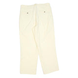 Womens Cotton Cream Regular Fit Straight Leg Trousers W32 L27 Classic Style Zip