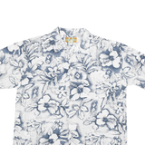 JORDIN Mens Blue & White Floral Cotton Button Jacket L Casual Summer Shirt