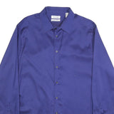 CALVIN KLEIN Mens Blue Shirt L Cotton Long Sleeve Button Closure Classic Fit