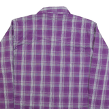 WRANGLER Mens Purple & White Check Shirt L Button-Down Long Sleeve Casual Cotton