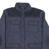 TOMMY HILFIGER Womens Navy Blue Quilted Jacket M Polyester Blend Zip Casual