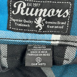 Rumors Checked Shorts - 32W 10L Blue Polyester