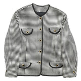 Womens Black & White Houndstooth Button Jacket M Polyester Blend Classic