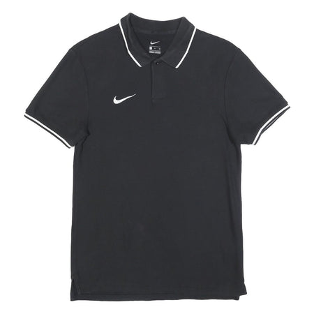NIKE Mens Black & White Short Sleeve Plain Polo Shirt S Cotton Blend Casual