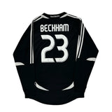 David Beckham Real Madrid Adidas 2006-07 Away Long Sleeve Football Shirt - Large Black Polyester