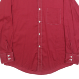 DOUBLE PRESS Mens Red Shirt L Cotton Blend Classic Fit Casual Button Shirt