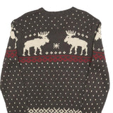 Rare Vintage POLO RALPH LAUREN Womens Brown & Cream Fair Isle Jumper V-Neck M