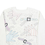 BASSETT WALKER Womens White Pullover Sweatshirt XL Abstract Hands Pattern