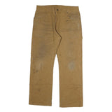 DICKIES Mens Cotton Blend Beige Relaxed Straight Trousers W36 L29 Workwear Zip