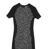 TORY BURCH Womens Black & White Wool Blend Bodycon Knit Short Sleeve Knee Length