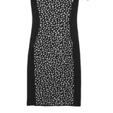 TORY BURCH Womens Black & White Wool Blend Bodycon Knit Short Sleeve Knee Length