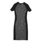 TORY BURCH Womens Black & White Wool Blend Bodycon Knit Short Sleeve Knee Length