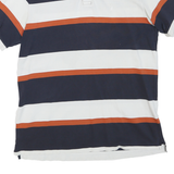 NAUTICA Mens Navy White & Rust Striped Cotton Blend Short Sleeve Polo Shirt M