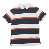 NAUTICA Mens Navy White & Rust Striped Cotton Blend Short Sleeve Polo Shirt M