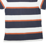 NAUTICA Mens Navy White & Rust Striped Cotton Blend Short Sleeve Polo Shirt M