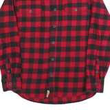 JACHS Mens Red & Black Check Shirt M Cotton Blend Long Sleeve Casual Button