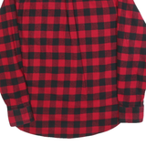 JACHS Mens Red & Black Check Shirt M Cotton Blend Long Sleeve Casual Button